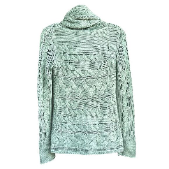 Banana Republic Sage Green Alpaca Wool Blend Chunky Turtleneck Sweater Size Smal - Picture 2 of 5